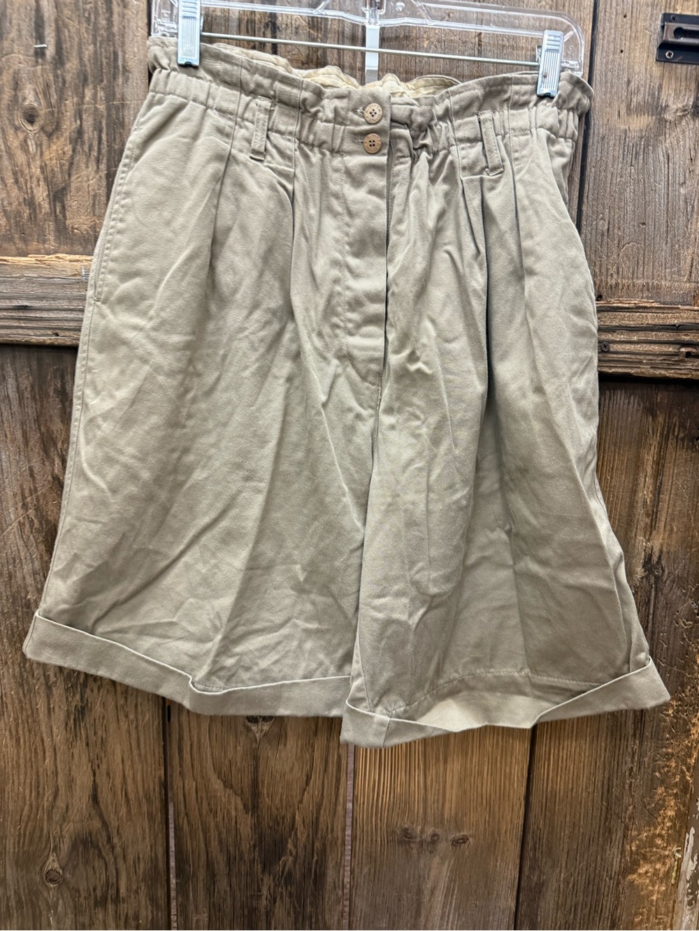 Adrienne Vittadini Khaki Paperbag Waist Shorts